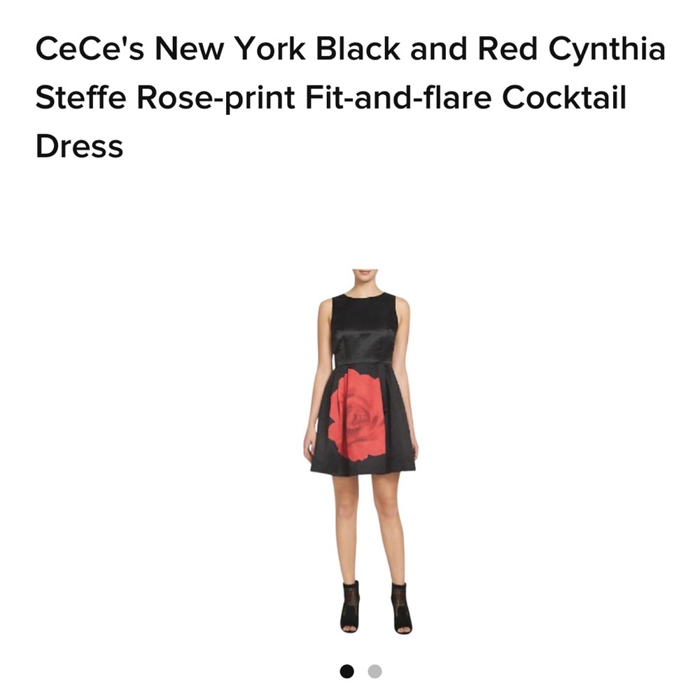CeCe NewYork Cynthia Steffe Black/Red Rose dress